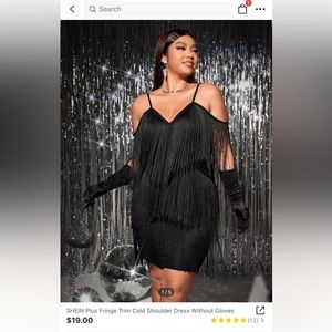 SHEIN Plus 3XL Fringe Trim Cold Shoulder Dress